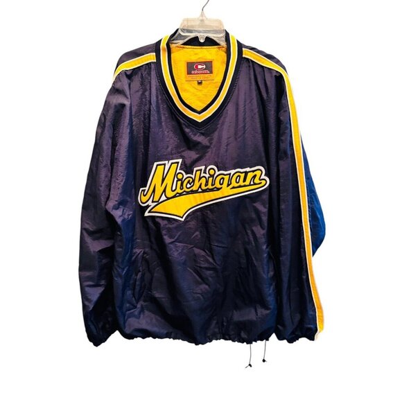 Vintage Michigan Wolverines Pull Over Jacket XL Colosseum Nylon Starter Sewn - Picture 3 of 6